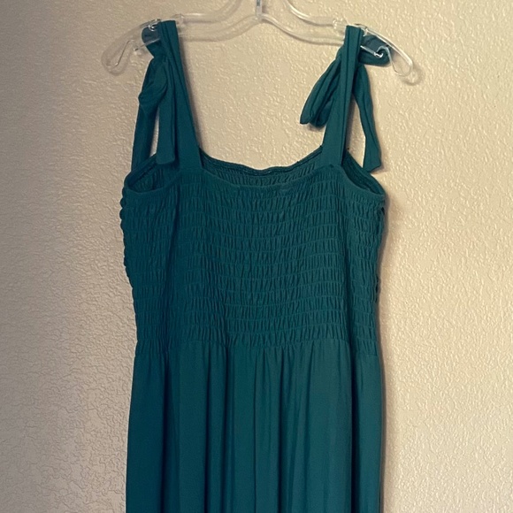 SO Good For Life Teal green Sheared top Jumpsuit Large Straps Wide Leg Flowing - Picture 7 of 10